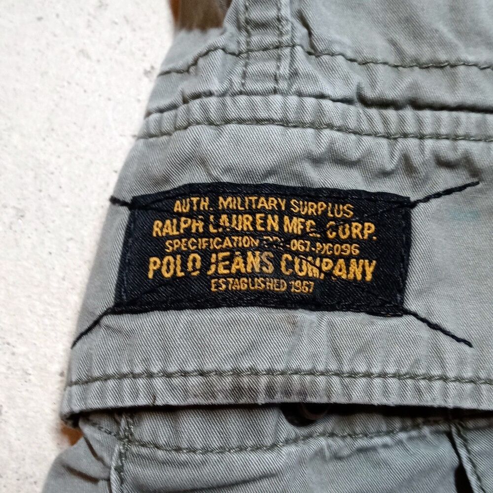 Vintage Polo Ralph Lauren Military Surplus Distressed Cargo Shorts Size 34 - Picture 7 of 11
